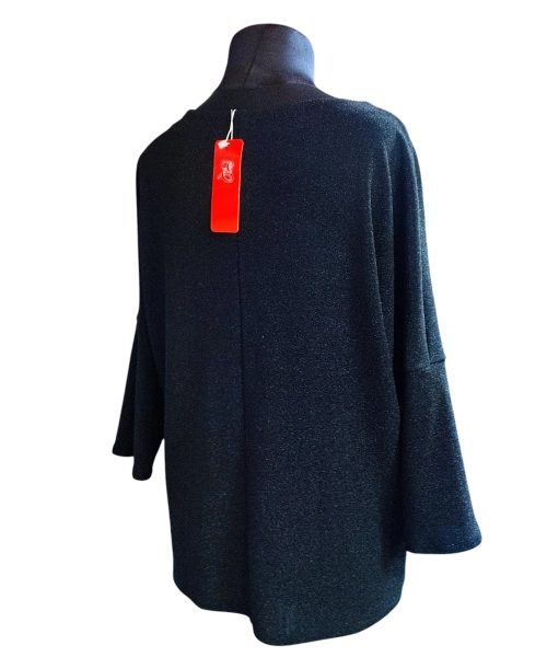 Wieczorowa tunika błyszcząca brokatem czarna - luźny fason